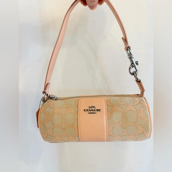 Coach Handbags - Coach Mini Barrel Bag Peach Cream Signature Shoulder Bag